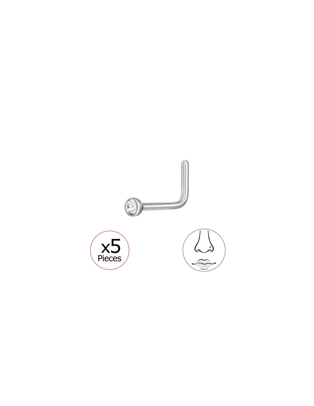 Piercing Nariz 2Mm Round (20G) X5...