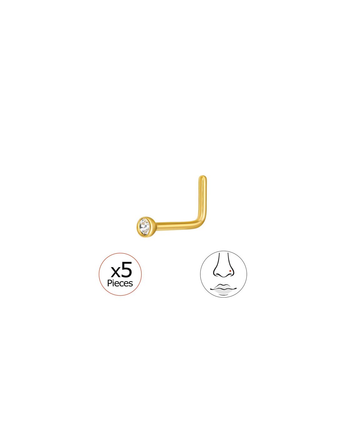 Piercing Nariz 2Mm Round (20G) X5...