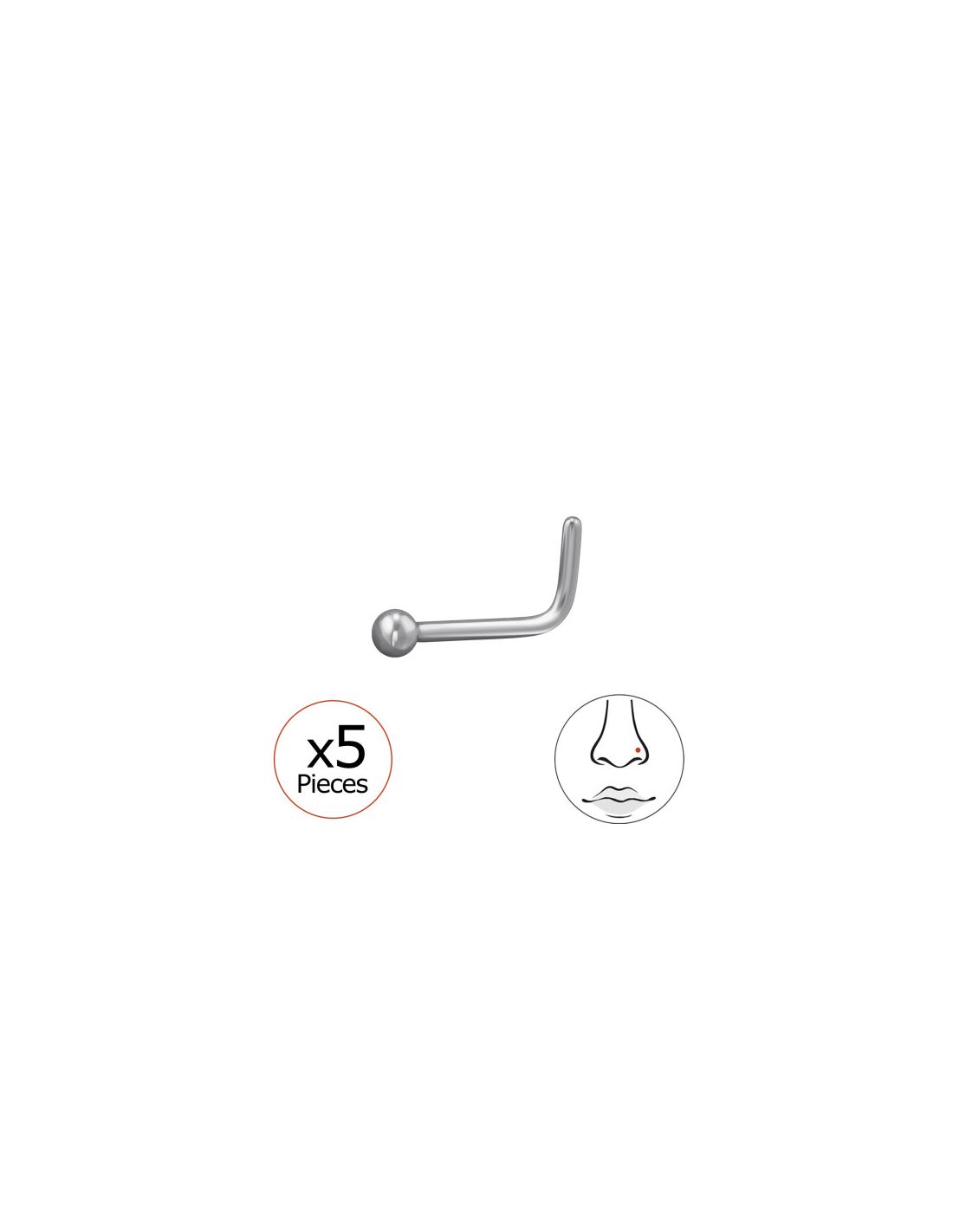 Piercing Nariz 2Mm Ball (20G) X5...