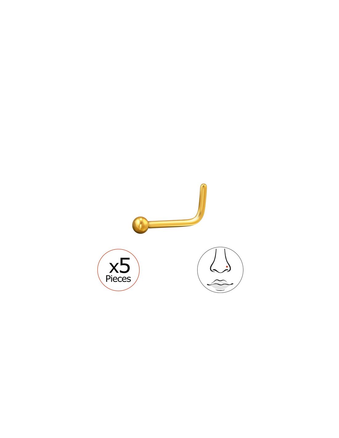 Piercing Nariz 2Mm Ball (20G) X5...
