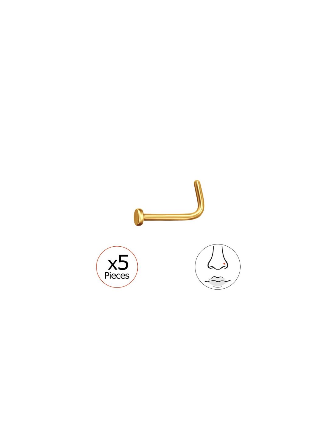 Piercing Nariz 2Mm Circle (20G) X5...