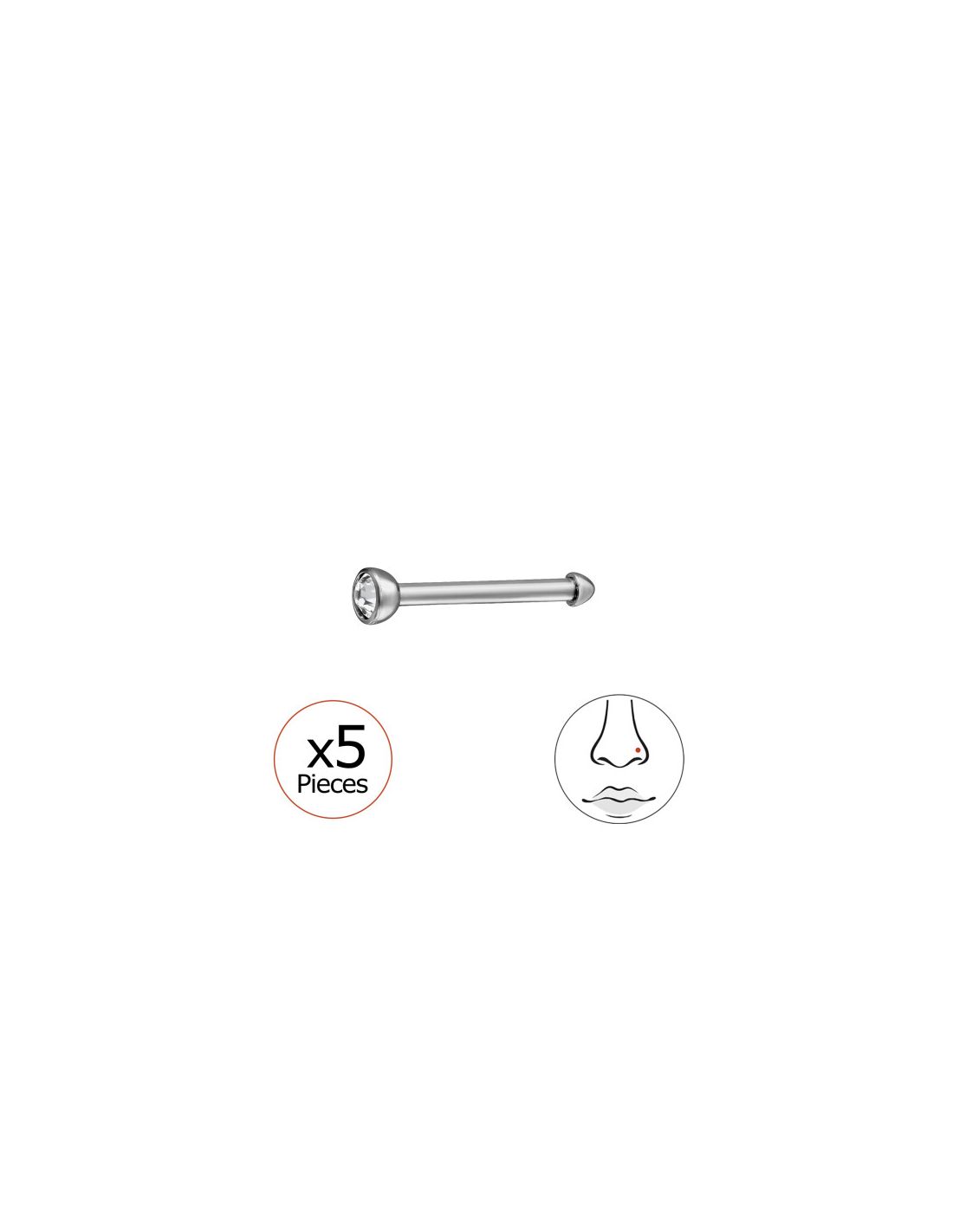 Piercing Nariz 2Mm Round (20G) X5...