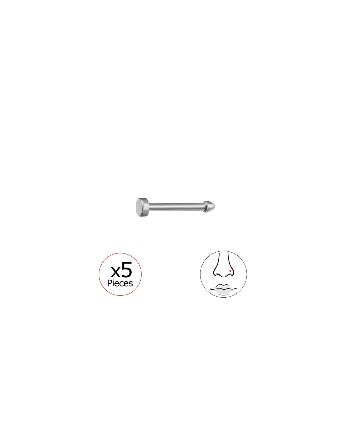 Piercing Nariz 2Mm Circle (20G) X5...
