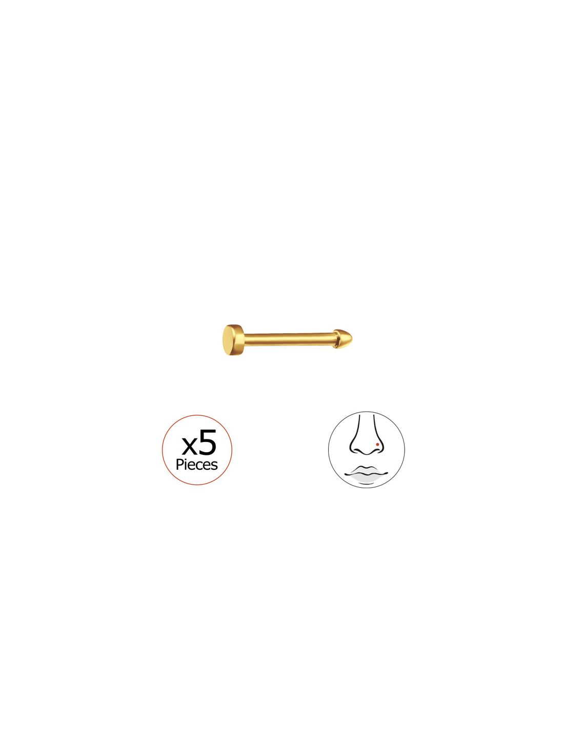 Piercing Nariz 2Mm Circle (20G) X5...