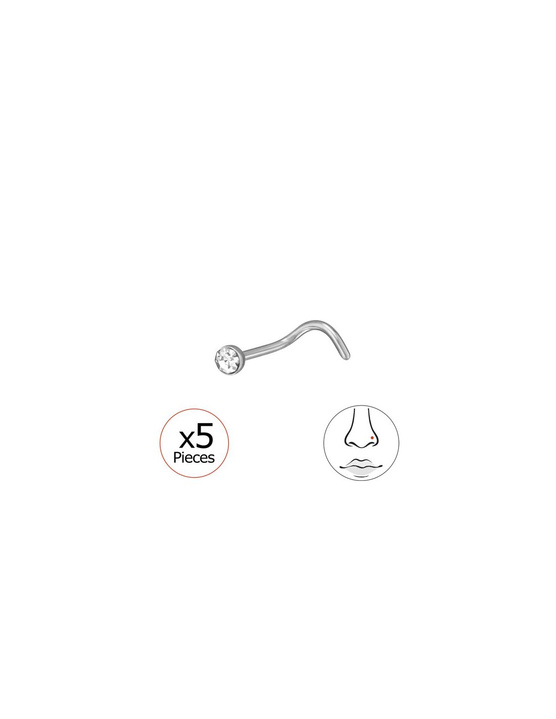 Piercing Nariz 0.8Mm (20G) X5 2Mm...