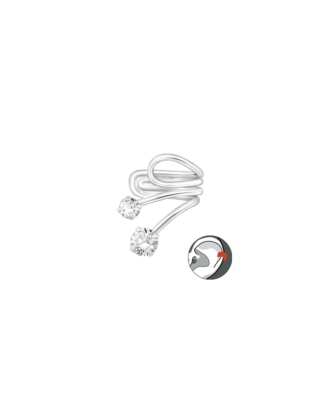 Aros de Plata Cuff  1un Double Stoned...