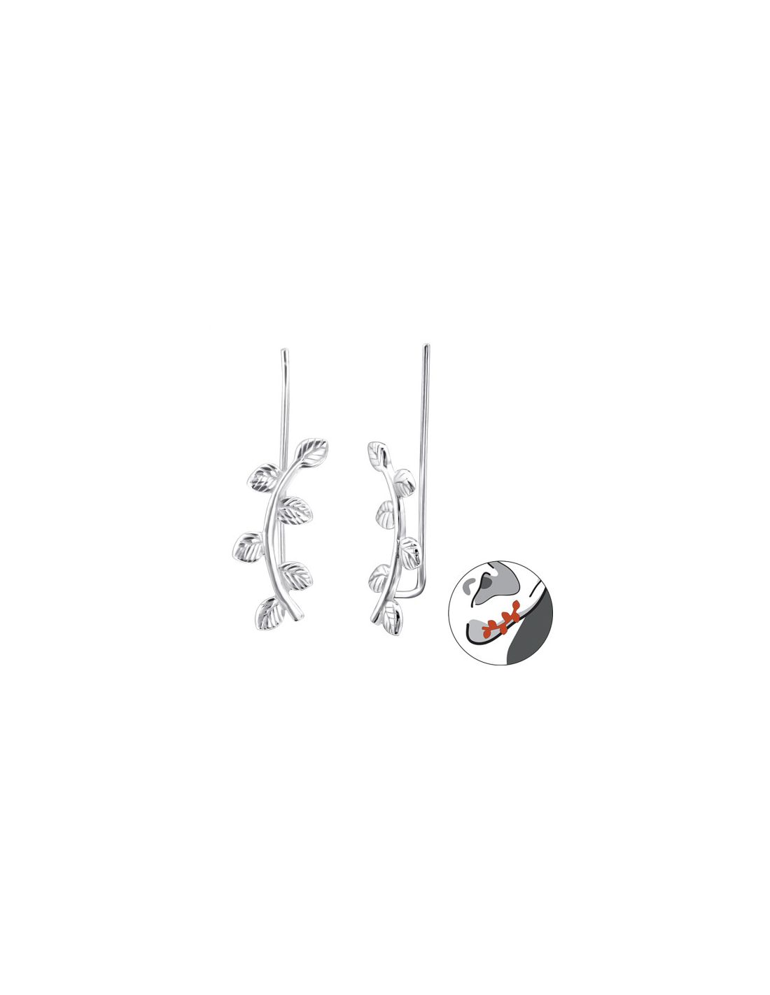 Aros de Plata Cuff  1un Leaf 6 mm x...
