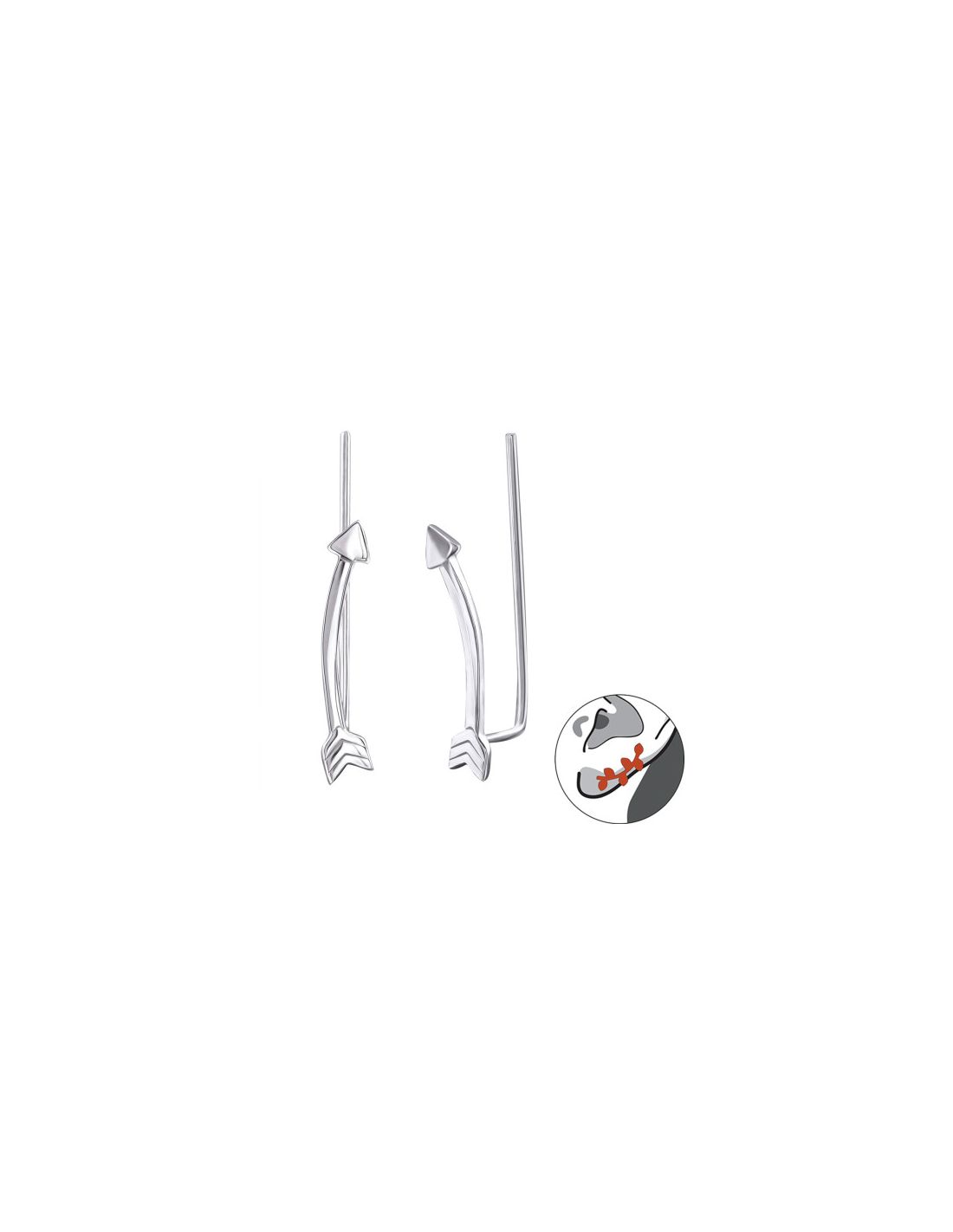 Aros de Plata Cuff Trepador 2un Arrow...