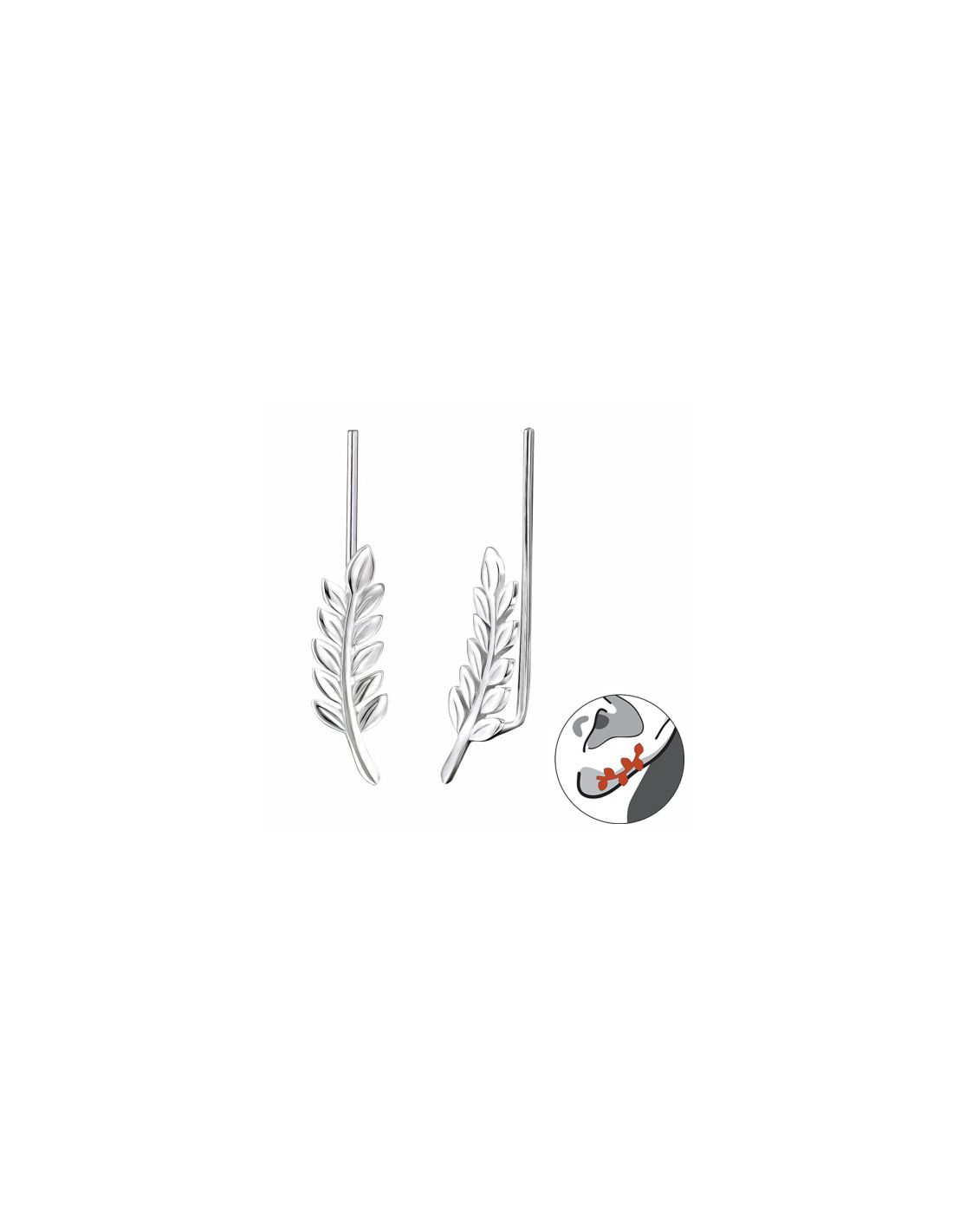 Aros de Plata Cuff Trepador 2un Leaf...