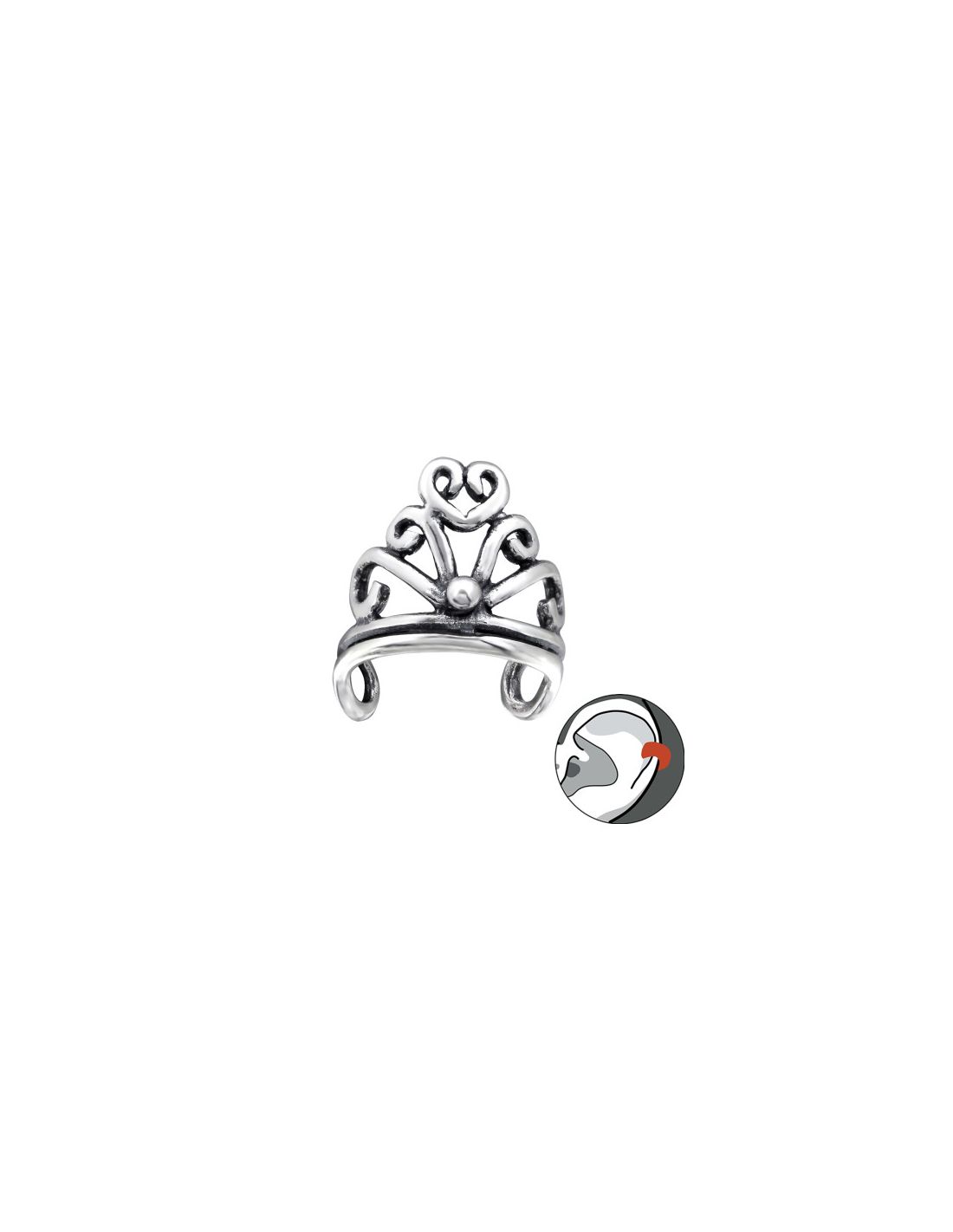 Aros de Plata Cuff  1un Crown 9 mm x...