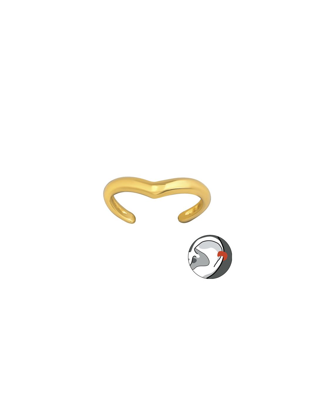 Aros de Plata Cuff  1un Wave 3 mm x 2 mm