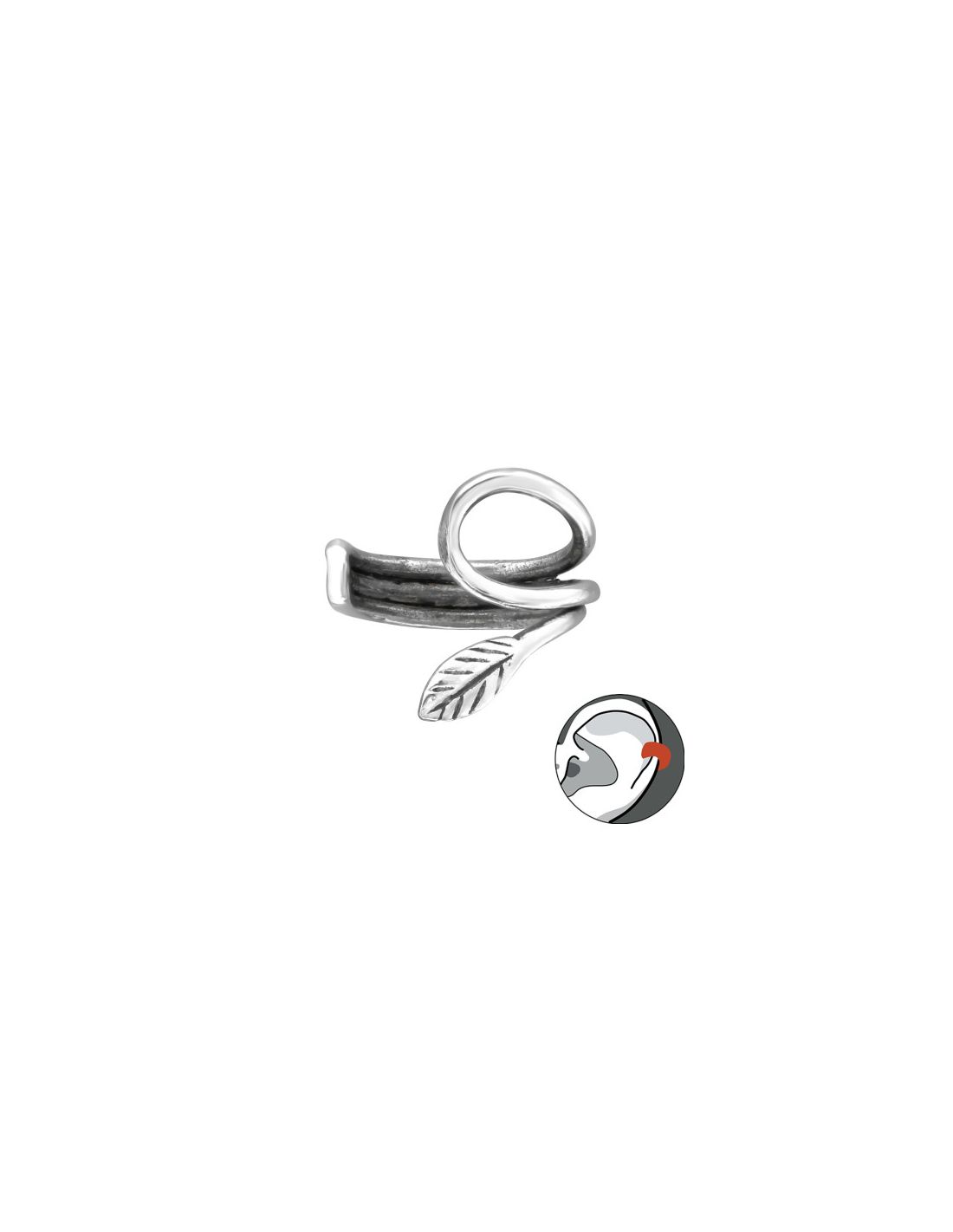 Aros de Plata Cuff  1un Leaf 3 mm x 1 mm