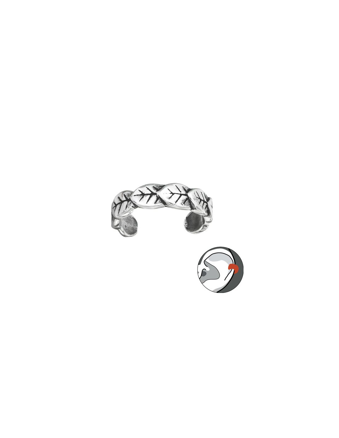 Aros de Plata Cuff  1un Leafs 3 mm x...
