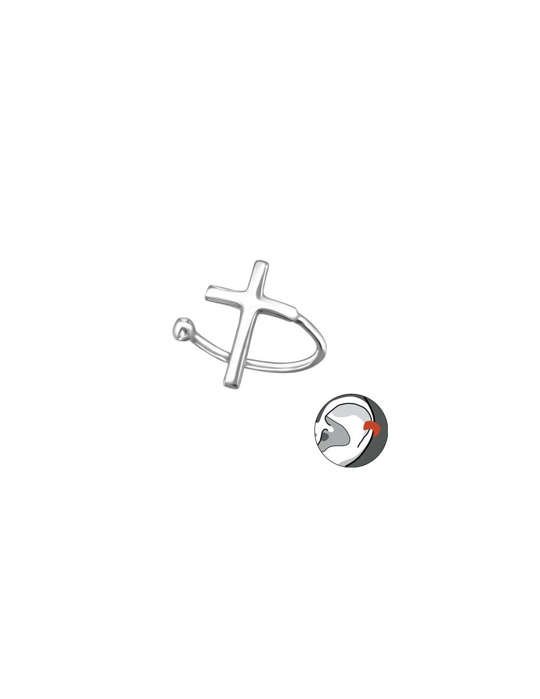 Aros de Plata Cuff  1un Cross 8 mm x...