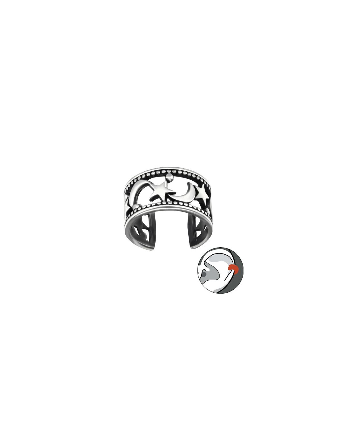 Aros de Plata Cuff  1un Moon And Star...