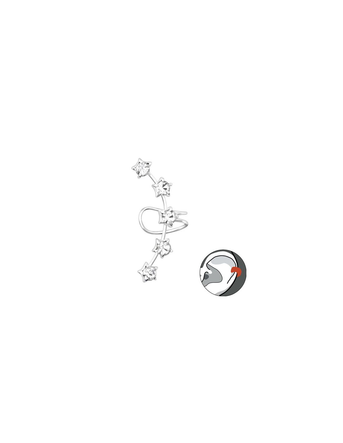 Aros de Plata Cuff  1un Stars 4 mm x...