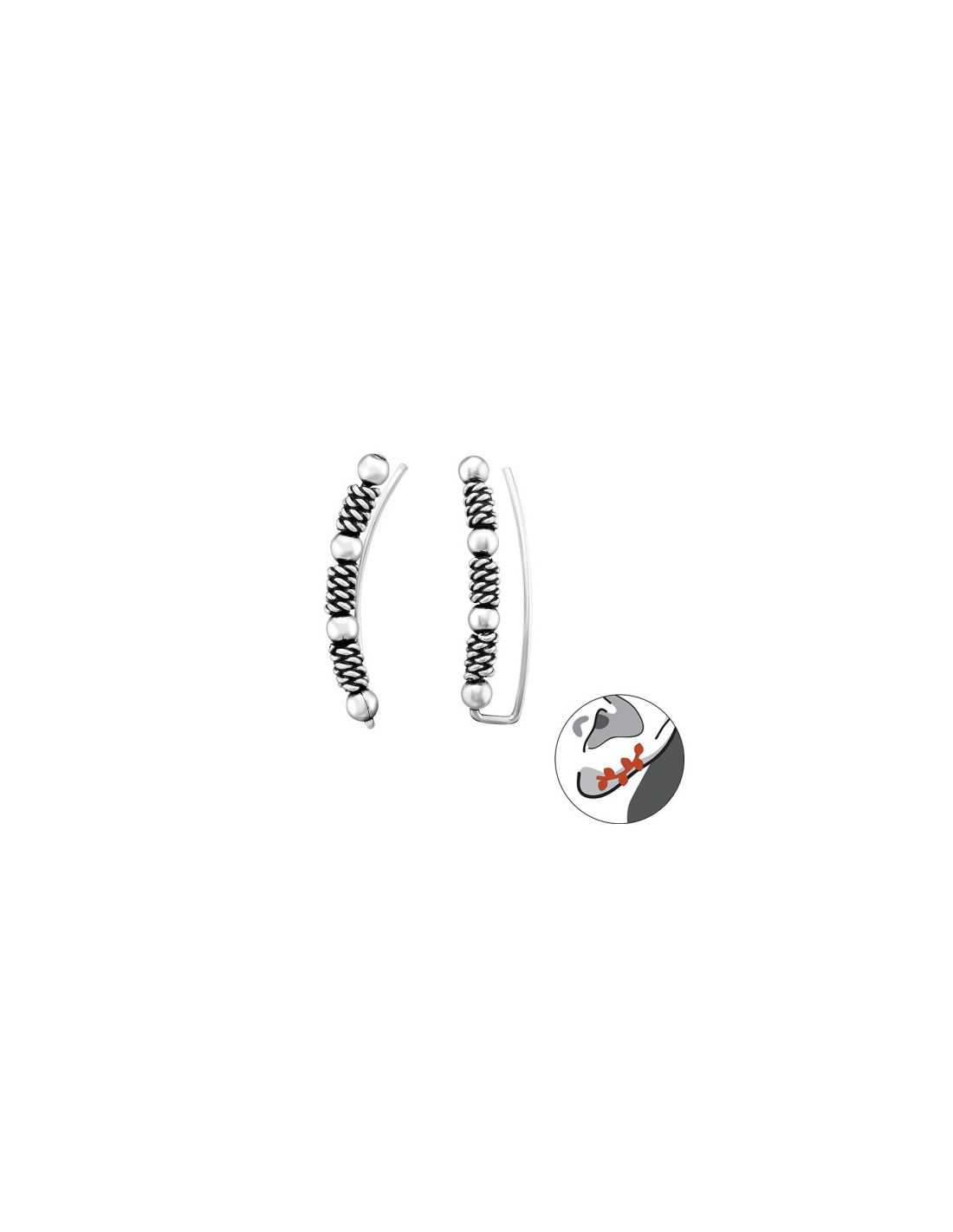 Aros de Plata Cuff  Trepador 2un Bali...