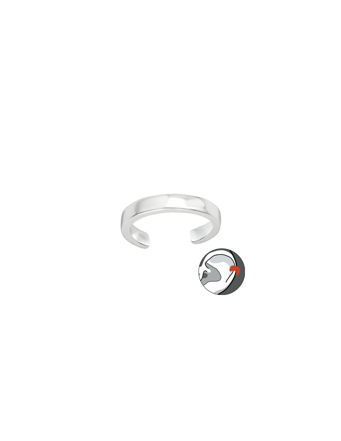 Aros de Plata Cuff  1un Plain Cut 9...