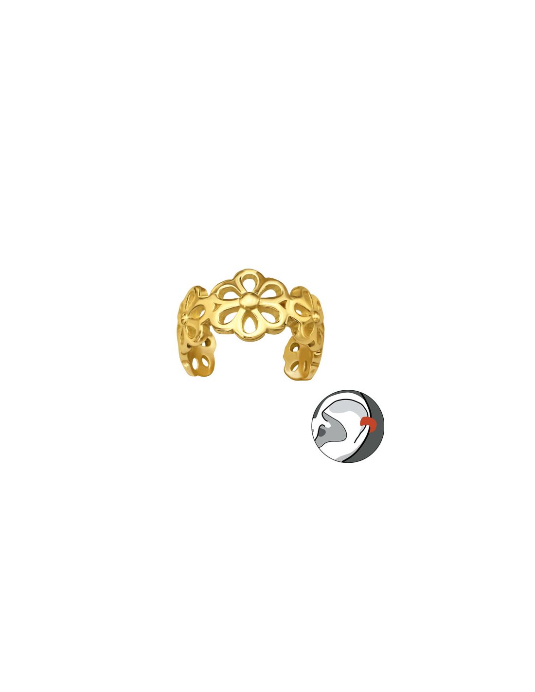 Aros de Plata Cuff  1un Flower 6 mm x...