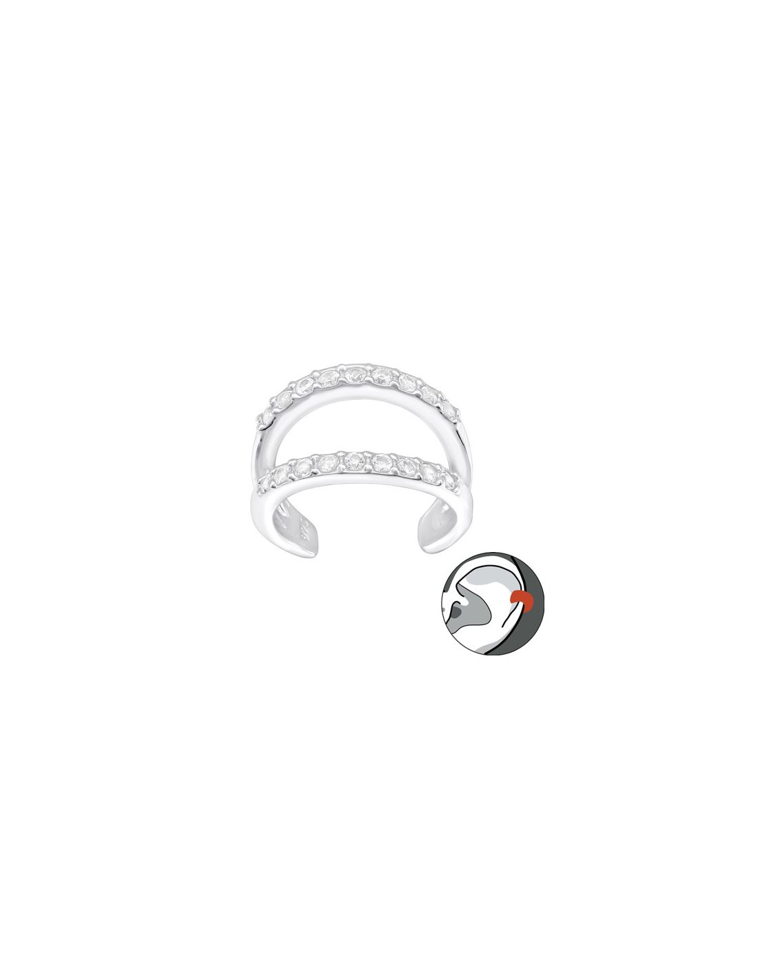 Aros de Plata Cuff  1un Double Line...