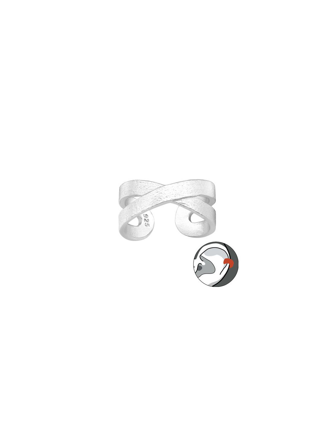 Aros de Plata Cuff  1un Cross 11 mm x...