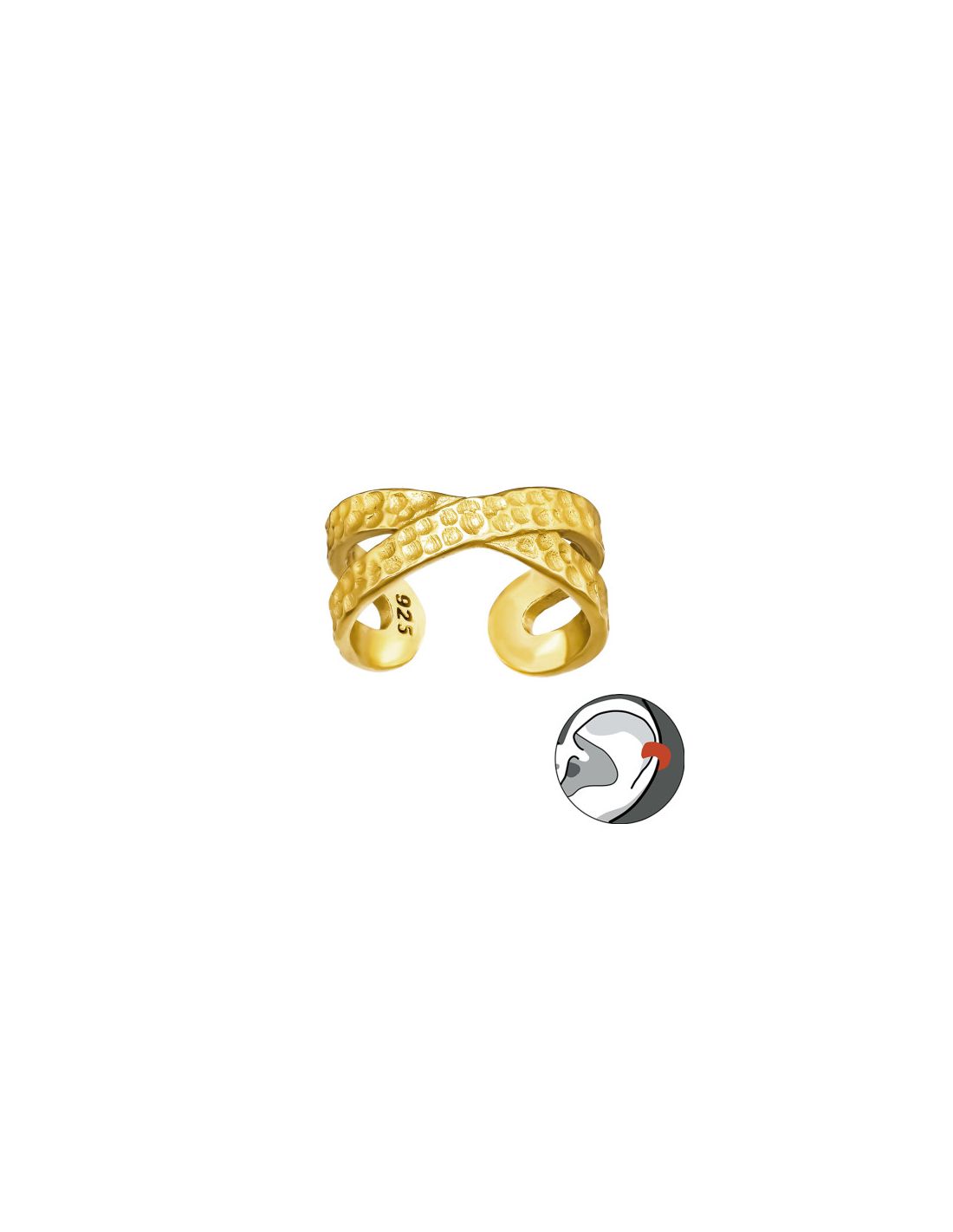 Aros de Plata Cuff  1un Cross 11 mm x...
