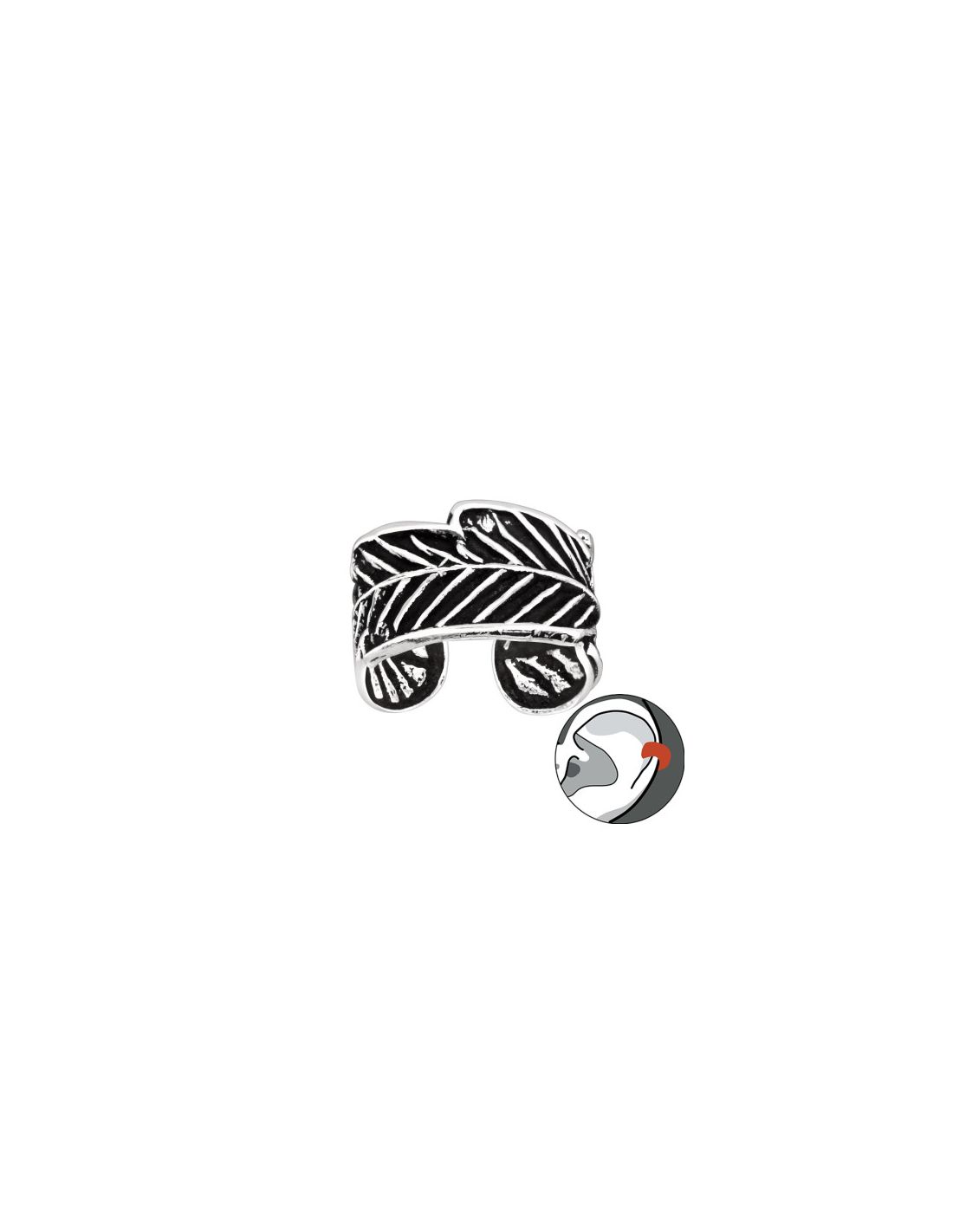 Aros de Plata Cuff  1un Leaves 9 mm x...