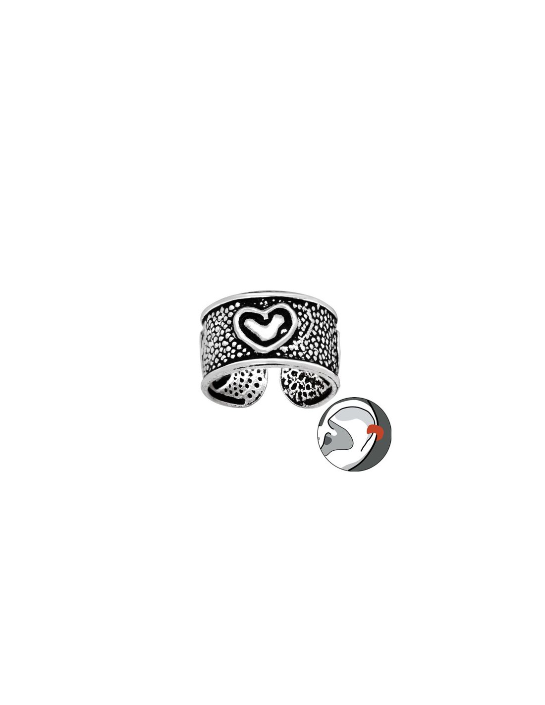 Aros de Plata Cuff  1un Heart 9 mm x...