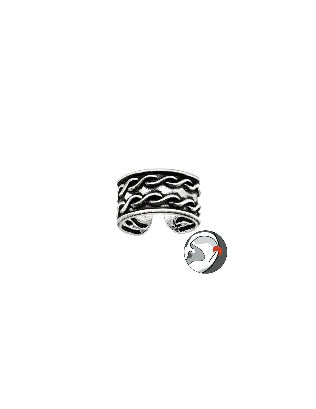 Aros de Plata Cuff  1un Rope 9 mm x 5 mm