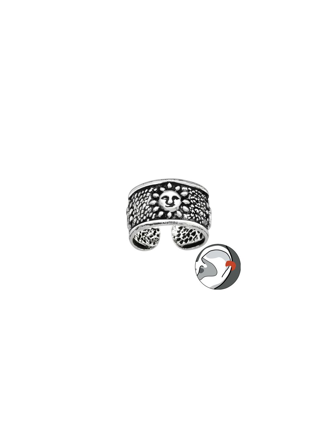 Aros de Plata Cuff  1un Sun 9 mm x 6 mm