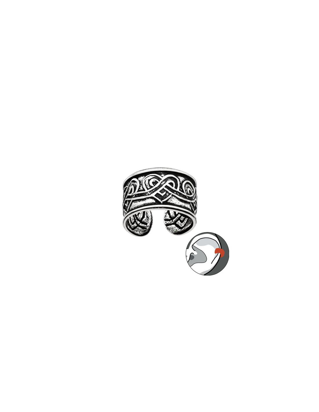 Aros de Plata Cuff  1un Heart 9 mm x...