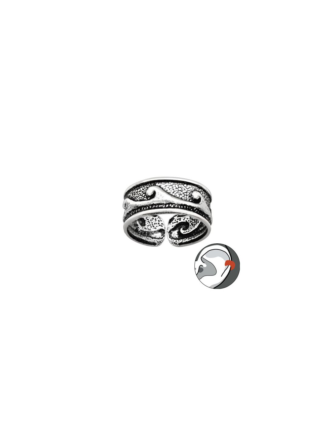 Aros de Plata Cuff  1un Wave 11 mm x...