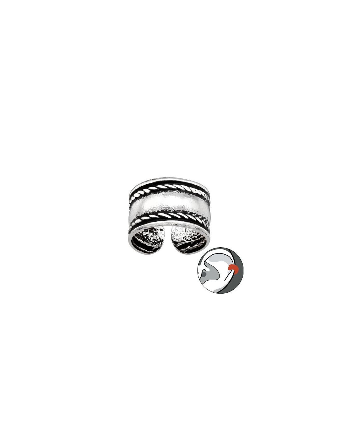 Aros de Plata Cuff  1un Rope 9 mm x 6 mm