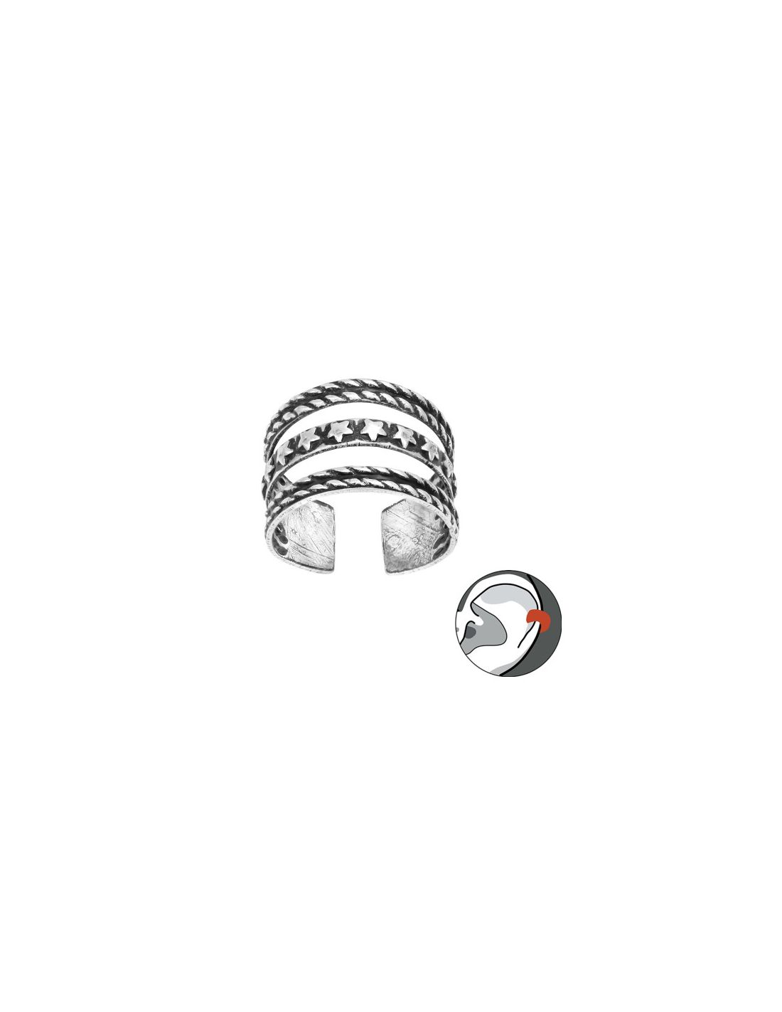 Aros de Plata Cuff  1un Stars 0.8 mm...