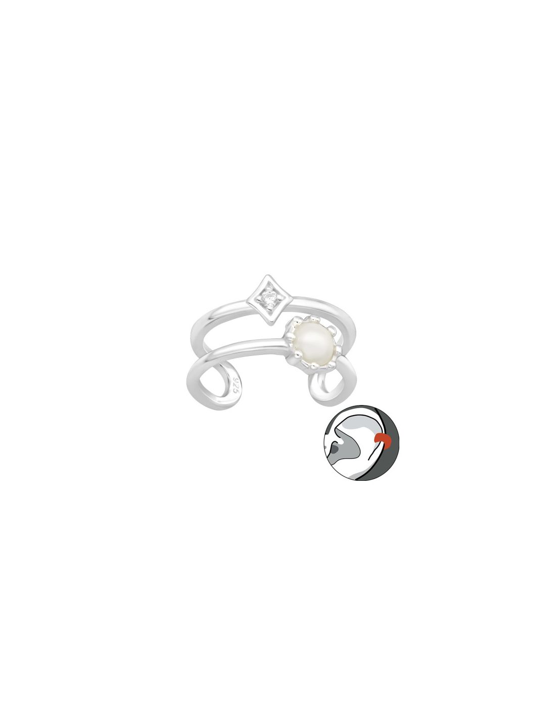 Aros de Plata Cuff  1un Double Line...