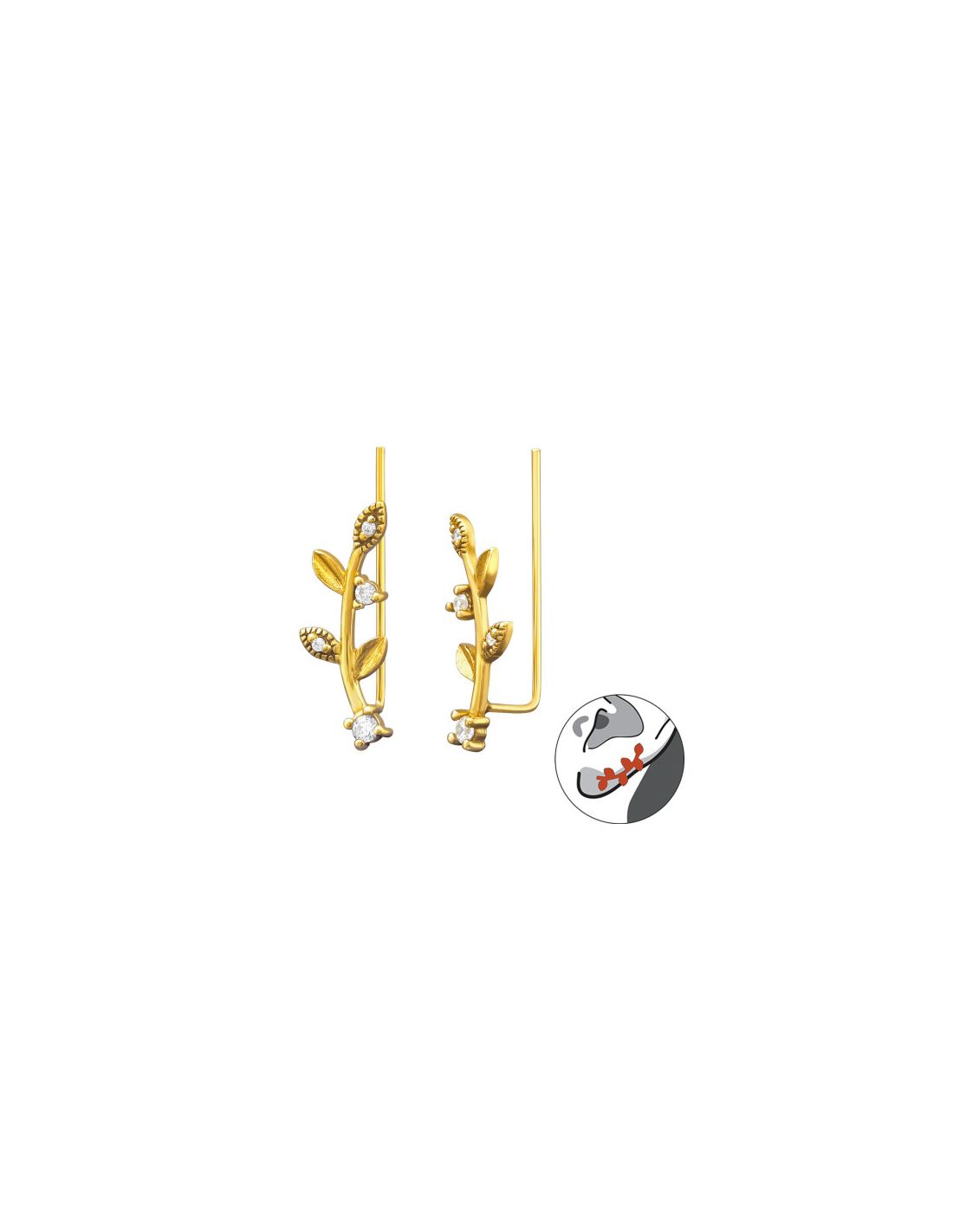 Aros de Plata Cuff  Trepador 2un Leaf...