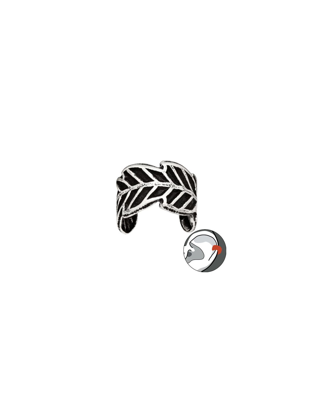 Aros de Plata Cuff  1un Leaf 6 mm x...