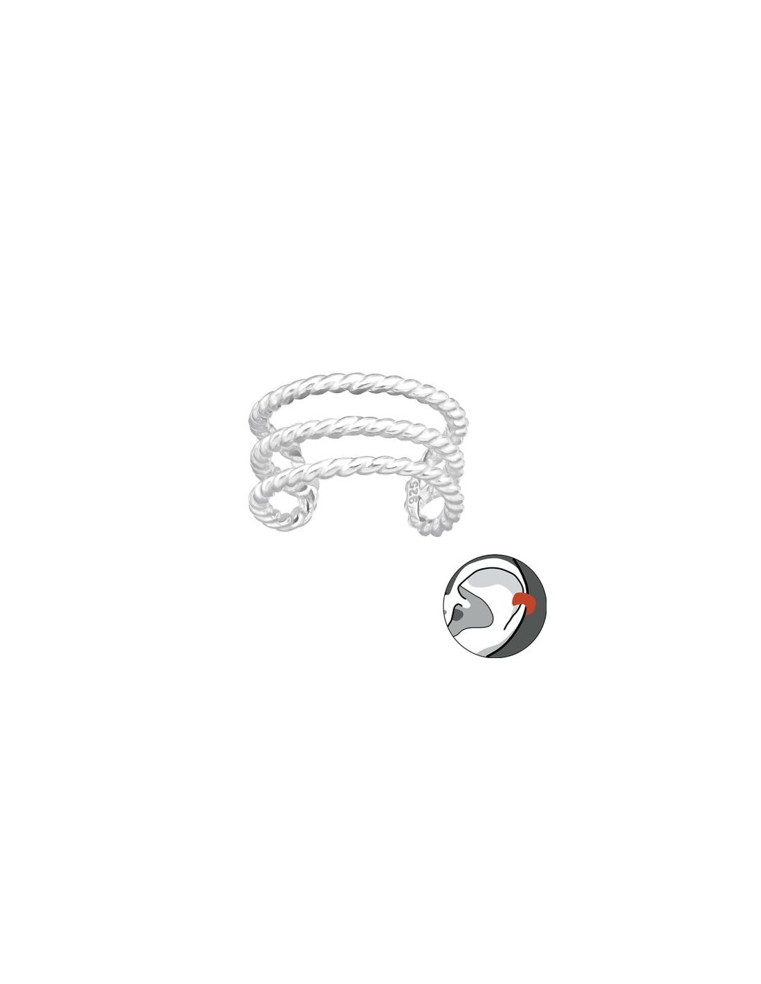 Aros de Plata Cuff  1un Triple Line...