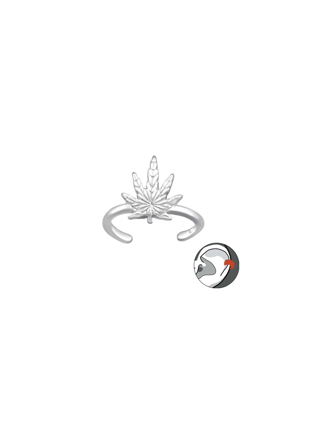 Aros de Plata Cuff  1un Weed 8.5 mm x...