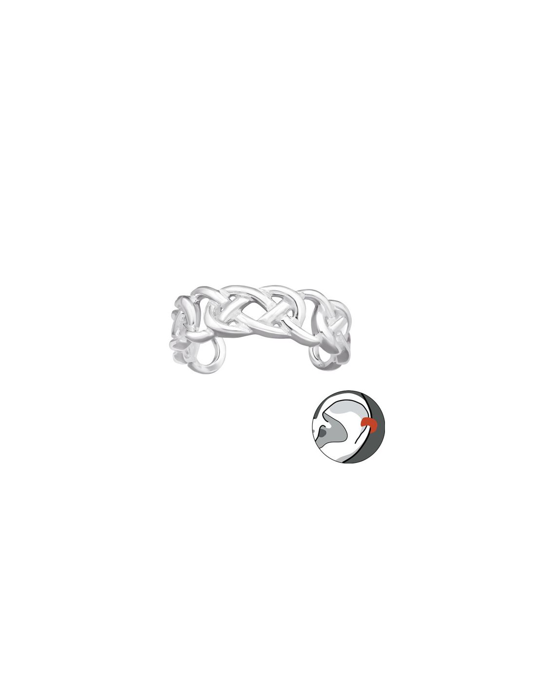 Aros de Plata Cuff  1un Chain 4 mm x...