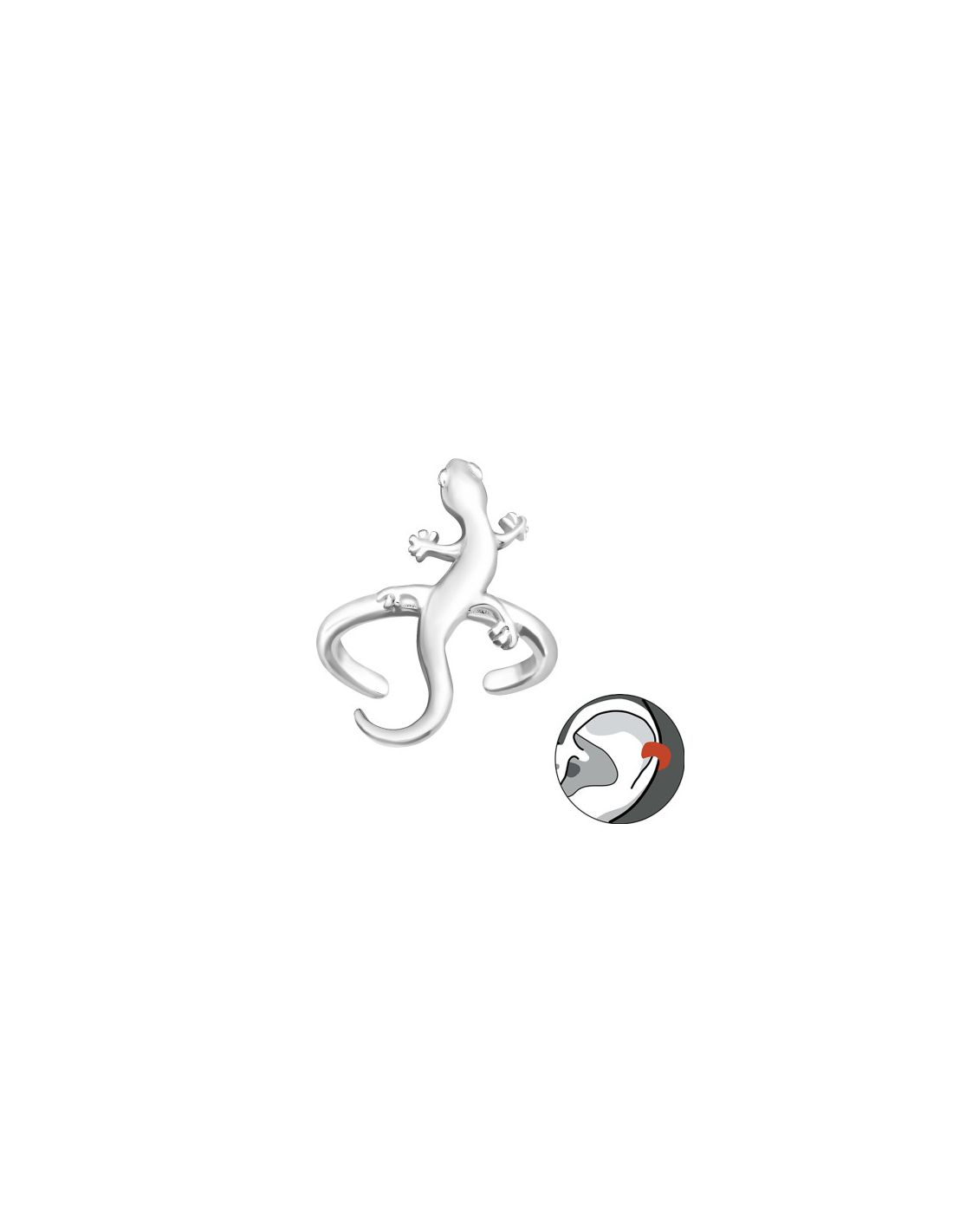 Aros de Plata Cuff  1un Lizard 8 mm x...