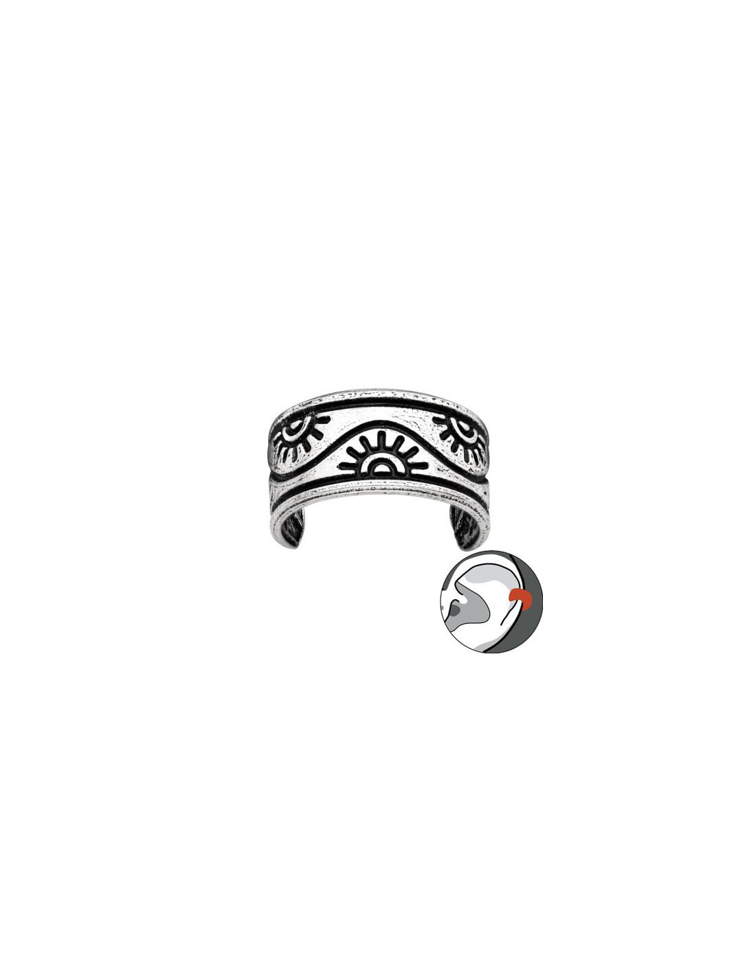 Aros de Plata Cuff  1un Sun 6 mm x 11 mm