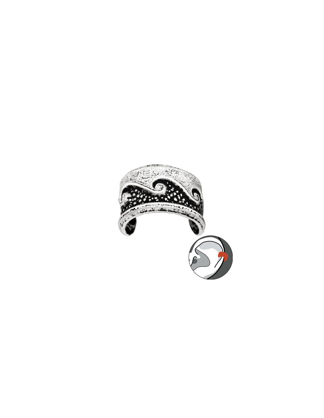Aros de Plata Cuff  1un Wave 6 mm x...