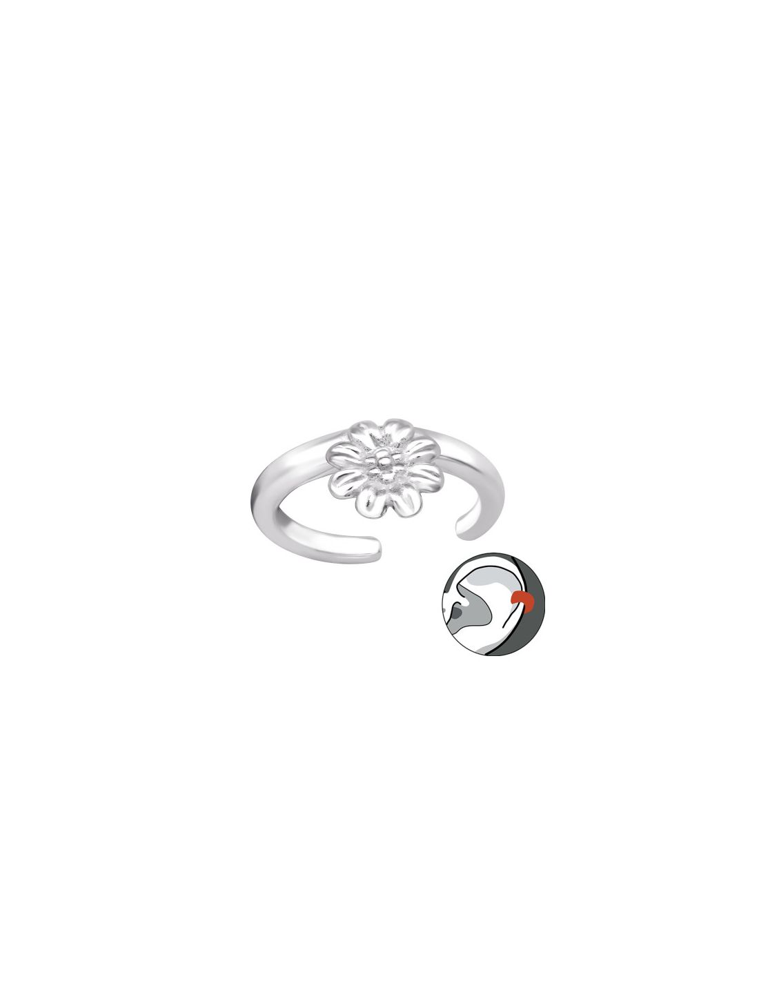 Aros de Plata Cuff  1un Flower 10 mm...