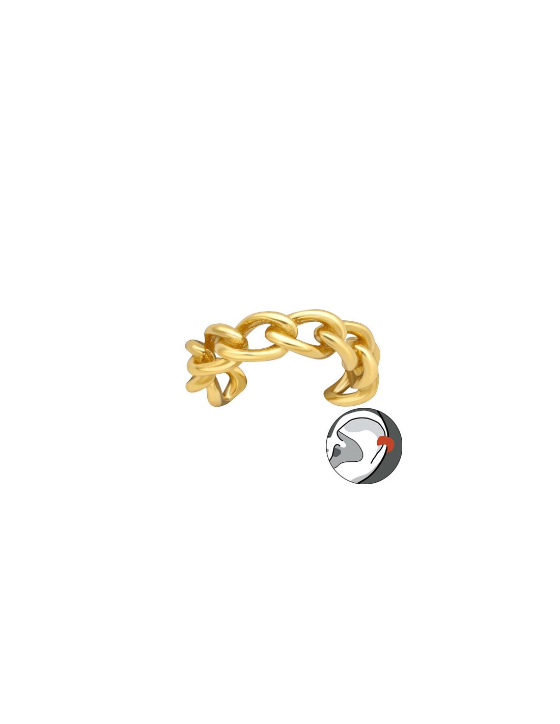 Aros de Plata Cuff  1un Chain 3 mm x...