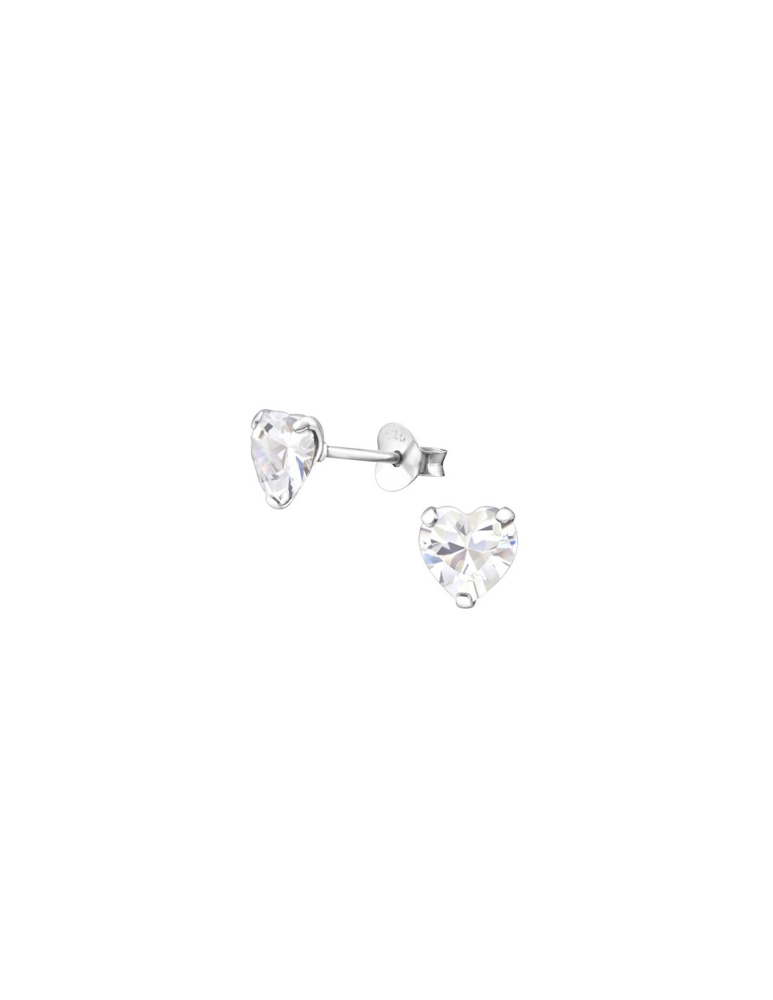Aros de Plata Heart 6Mm CZ Crystal