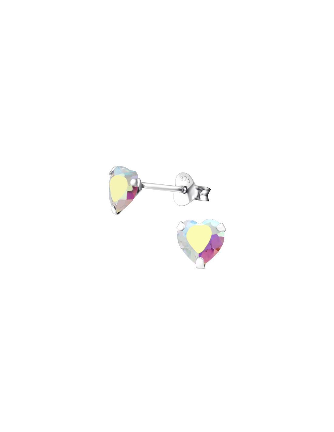 Aros de Plata Heart 6Mm AB CZ Crystal
