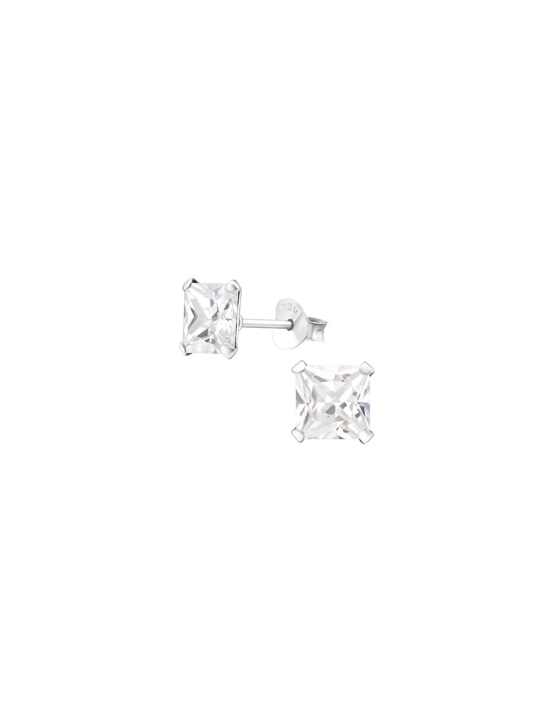 Aros de Plata Square 6Mm CZ Crystal