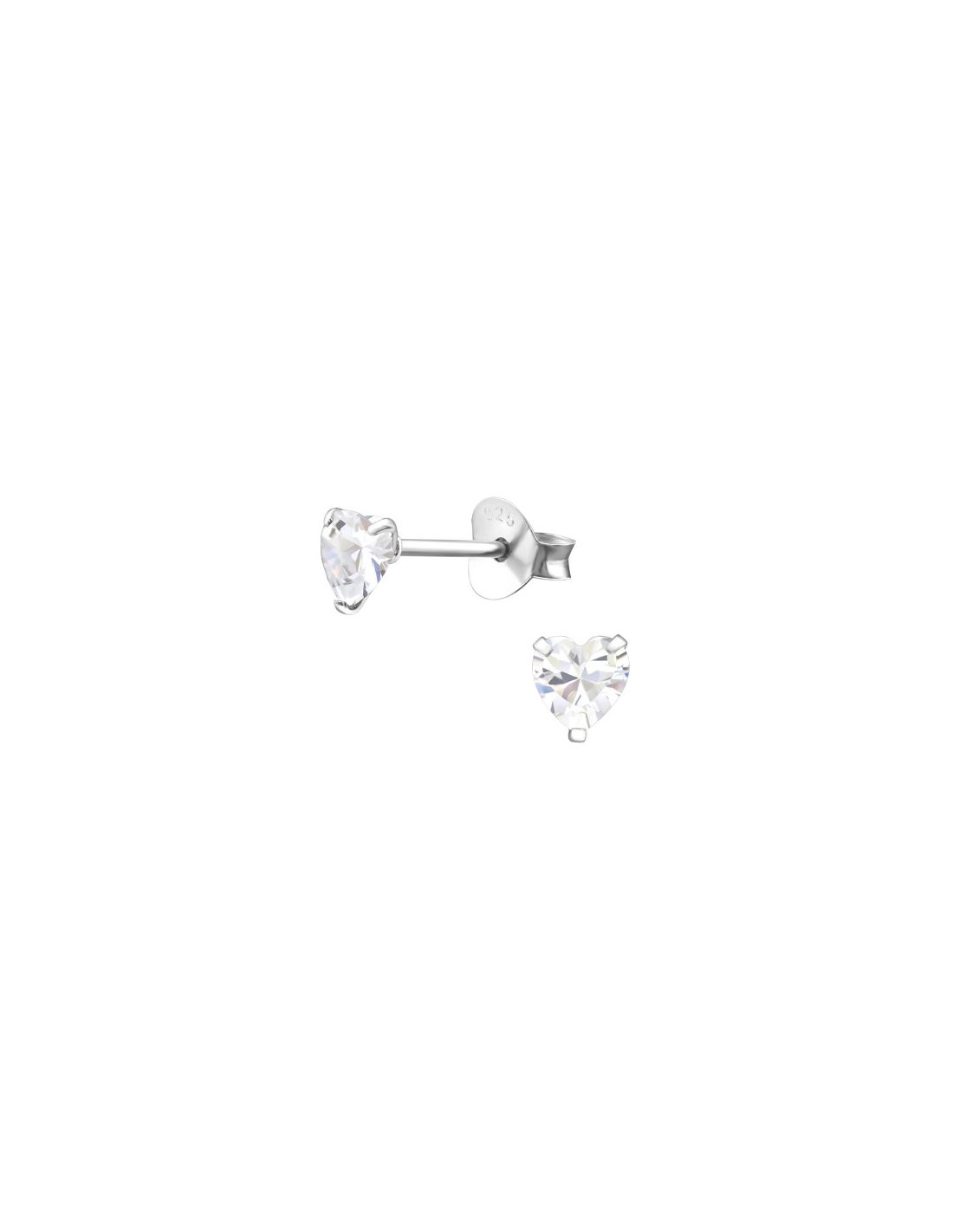 Aros de Plata Heart 4Mm CZ Crystal