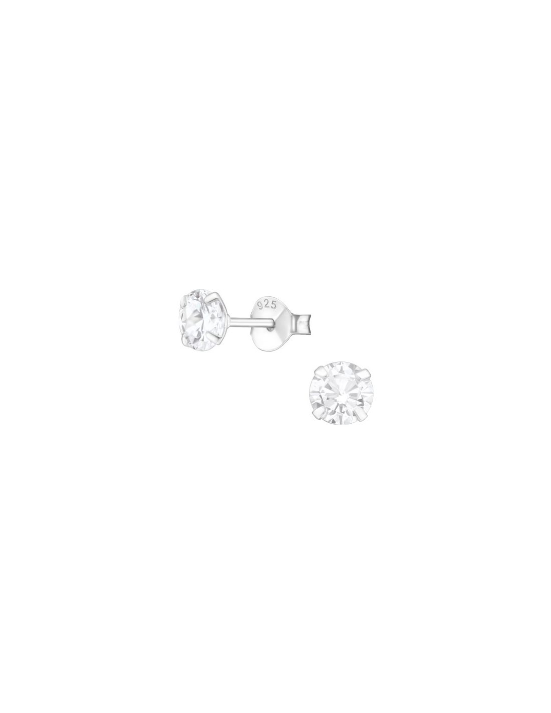 Aros de Plata Round 5Mm CZ Crystal